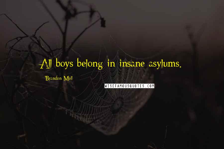 Brandon Mull Quotes: All boys belong in insane asylums.