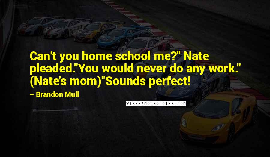 Brandon Mull Quotes: Can't you home school me?" Nate pleaded."You would never do any work." (Nate's mom)"Sounds perfect!