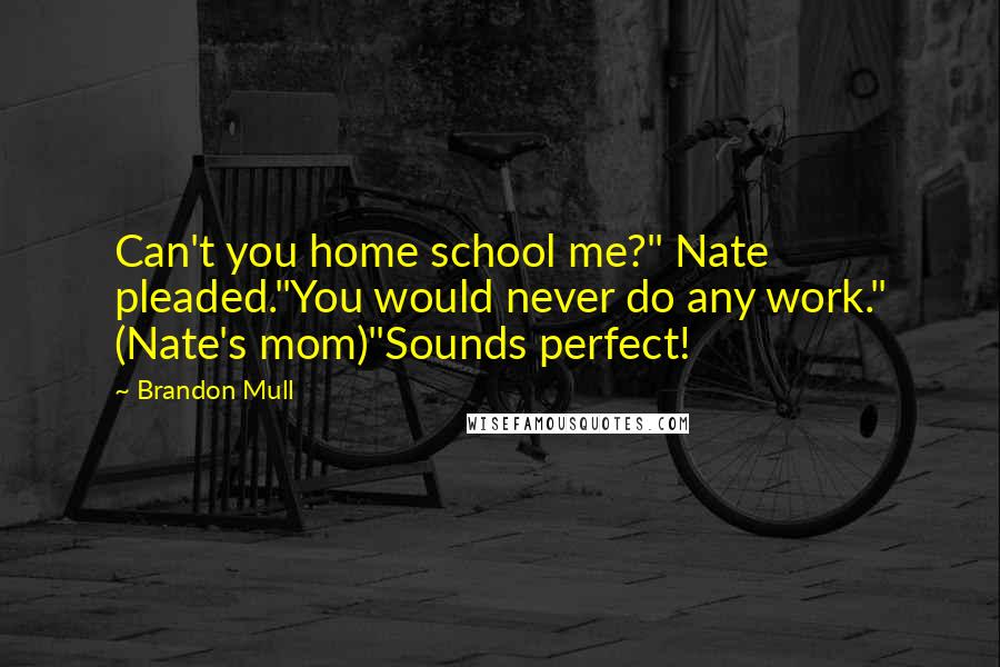 Brandon Mull Quotes: Can't you home school me?" Nate pleaded."You would never do any work." (Nate's mom)"Sounds perfect!