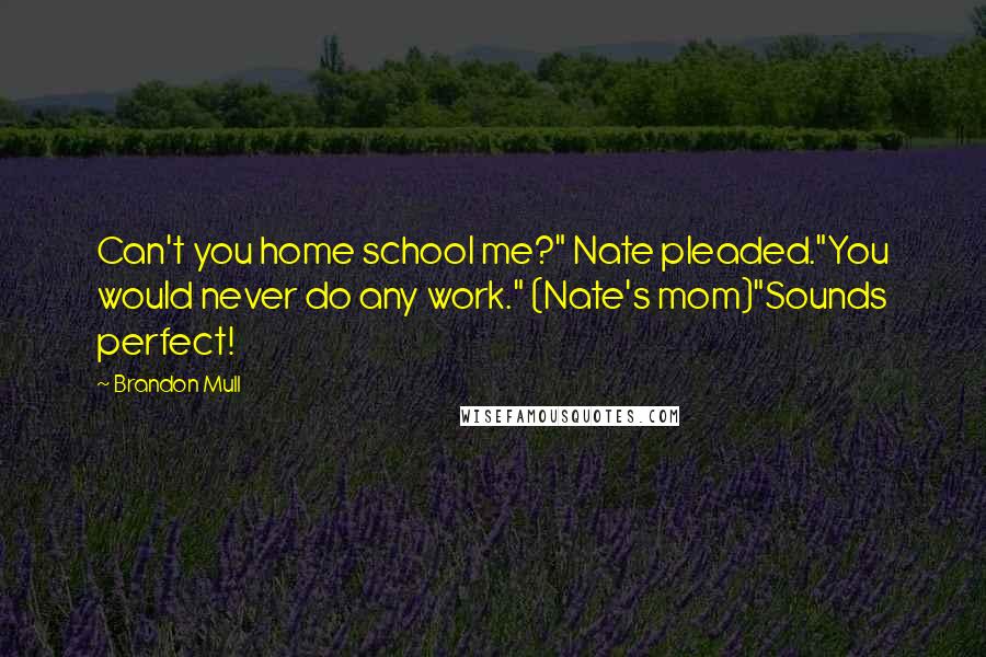 Brandon Mull Quotes: Can't you home school me?" Nate pleaded."You would never do any work." (Nate's mom)"Sounds perfect!