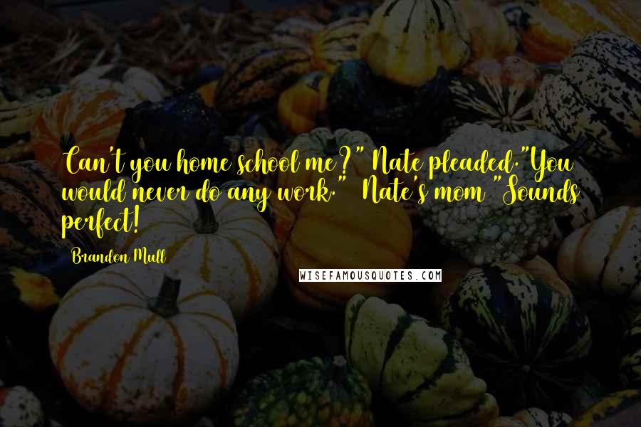 Brandon Mull Quotes: Can't you home school me?" Nate pleaded."You would never do any work." (Nate's mom)"Sounds perfect!