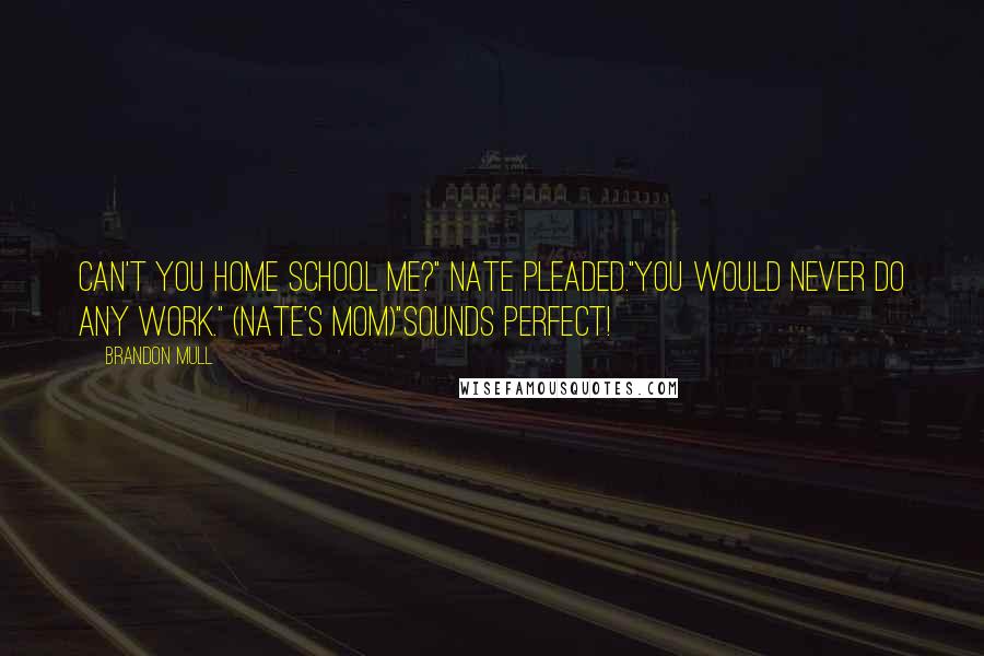 Brandon Mull Quotes: Can't you home school me?" Nate pleaded."You would never do any work." (Nate's mom)"Sounds perfect!