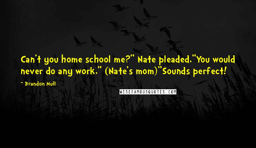 Brandon Mull Quotes: Can't you home school me?" Nate pleaded."You would never do any work." (Nate's mom)"Sounds perfect!