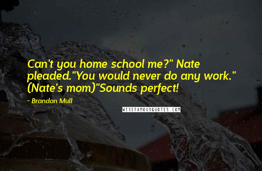 Brandon Mull Quotes: Can't you home school me?" Nate pleaded."You would never do any work." (Nate's mom)"Sounds perfect!