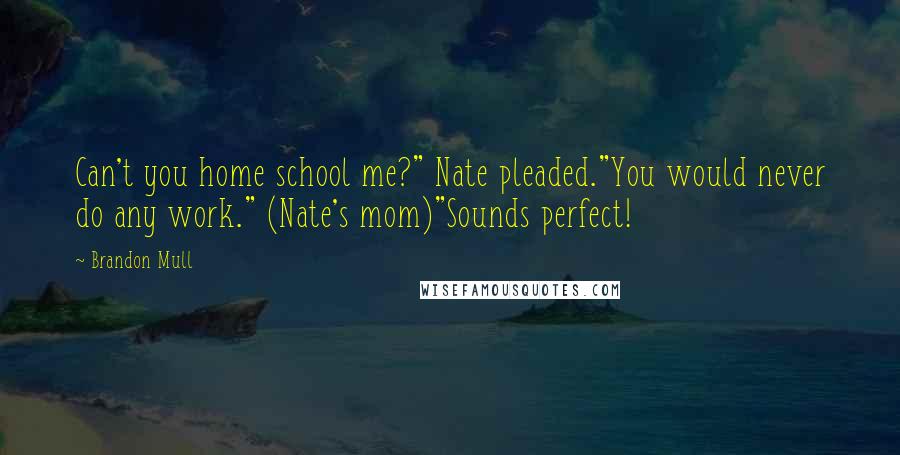 Brandon Mull Quotes: Can't you home school me?" Nate pleaded."You would never do any work." (Nate's mom)"Sounds perfect!