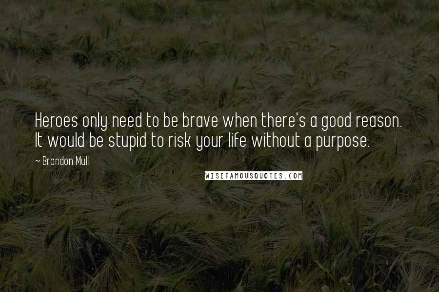 Brandon Mull Quotes: Heroes only need to be brave when there's a good reason. It would be stupid to risk your life without a purpose.