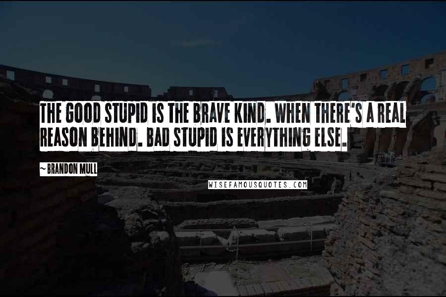 Brandon Mull Quotes: The good stupid is the brave kind. When there's a real reason behind. Bad stupid is everything else.