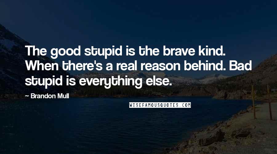 Brandon Mull Quotes: The good stupid is the brave kind. When there's a real reason behind. Bad stupid is everything else.