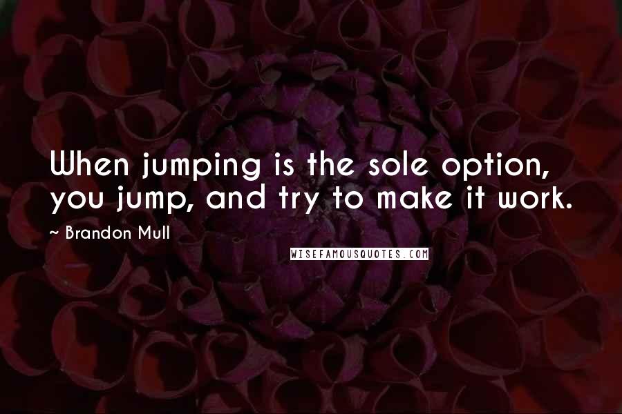 Brandon Mull Quotes: When jumping is the sole option, you jump, and try to make it work.