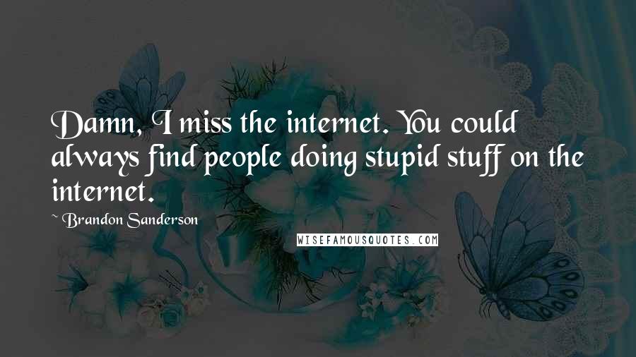 Brandon Sanderson Quotes: Damn, I miss the internet. You could always find people doing stupid stuff on the internet.