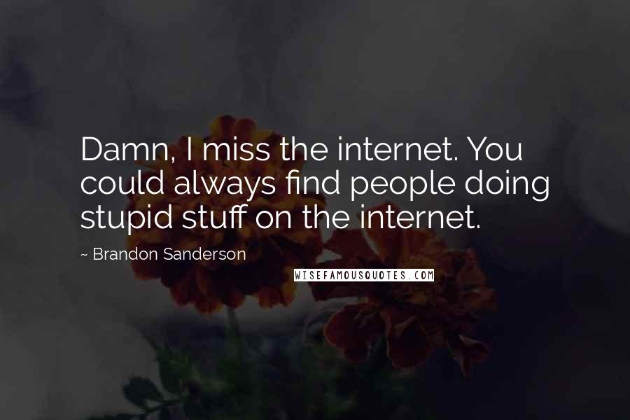 Brandon Sanderson Quotes: Damn, I miss the internet. You could always find people doing stupid stuff on the internet.