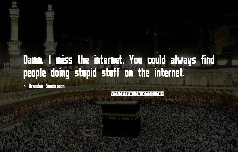 Brandon Sanderson Quotes: Damn, I miss the internet. You could always find people doing stupid stuff on the internet.