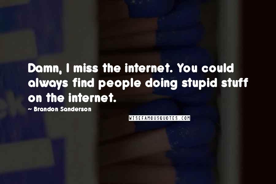 Brandon Sanderson Quotes: Damn, I miss the internet. You could always find people doing stupid stuff on the internet.