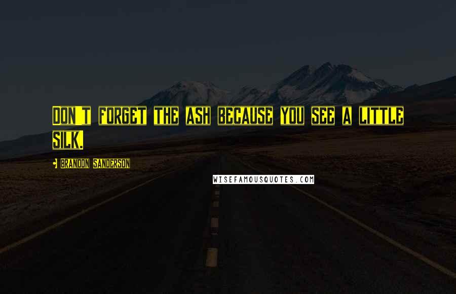 Brandon Sanderson Quotes: Don't forget the ash because you see a little silk.