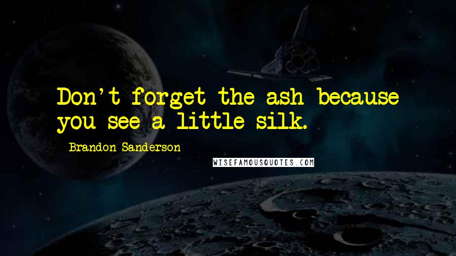 Brandon Sanderson Quotes: Don't forget the ash because you see a little silk.
