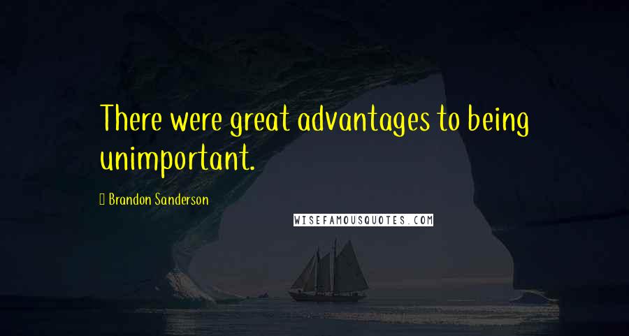 Brandon Sanderson Quotes: There were great advantages to being unimportant.