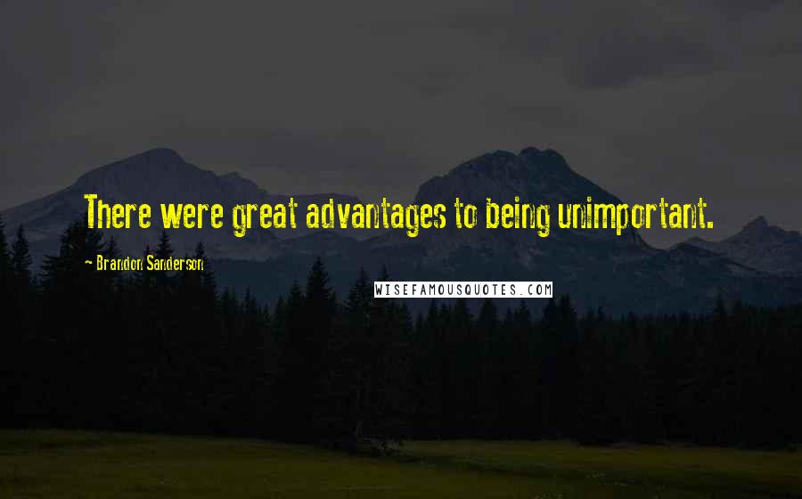 Brandon Sanderson Quotes: There were great advantages to being unimportant.