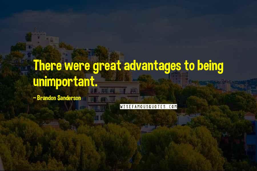 Brandon Sanderson Quotes: There were great advantages to being unimportant.
