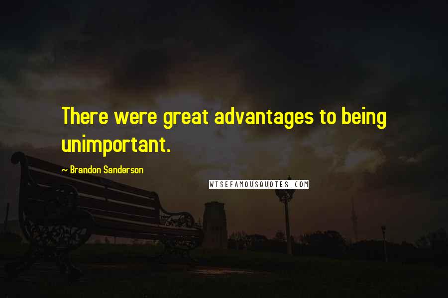 Brandon Sanderson Quotes: There were great advantages to being unimportant.