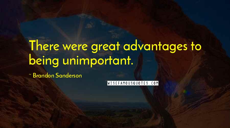 Brandon Sanderson Quotes: There were great advantages to being unimportant.