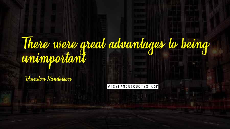Brandon Sanderson Quotes: There were great advantages to being unimportant.