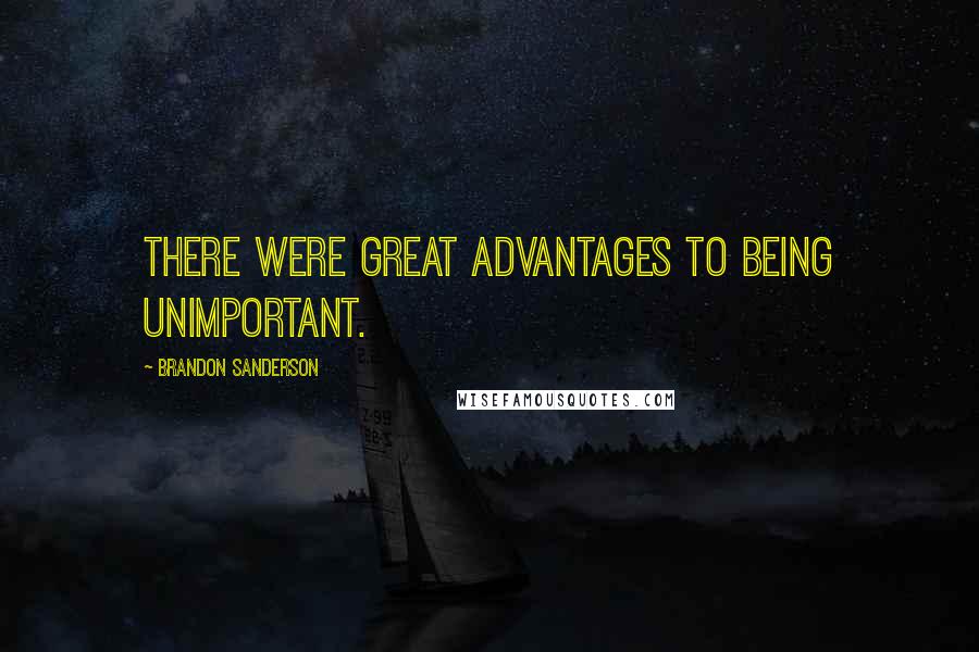 Brandon Sanderson Quotes: There were great advantages to being unimportant.