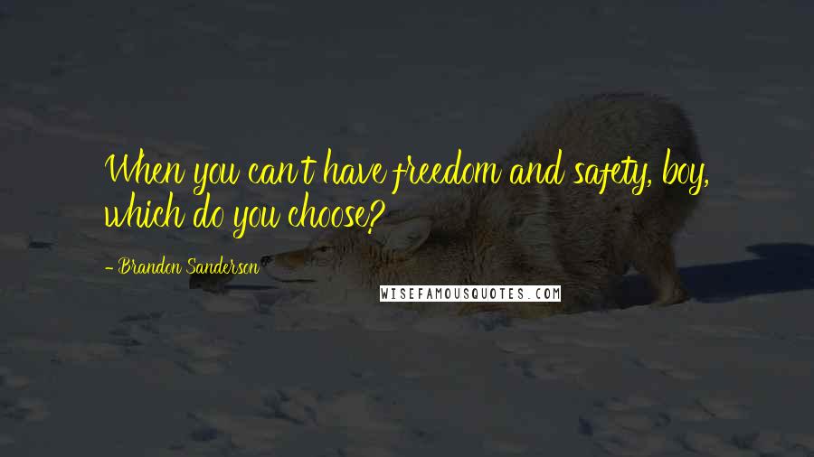 Brandon Sanderson Quotes: When you can't have freedom and safety, boy, which do you choose?