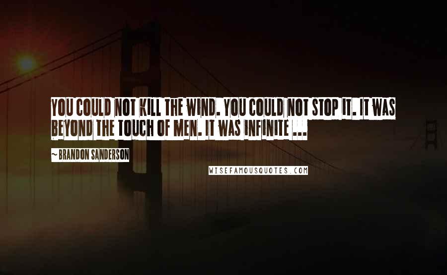 Brandon Sanderson Quotes: You could not kill the wind. You could not stop it. It was beyond the touch of men. It was infinite ...