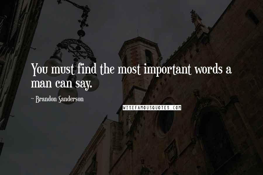 Brandon Sanderson Quotes: You must find the most important words a man can say.