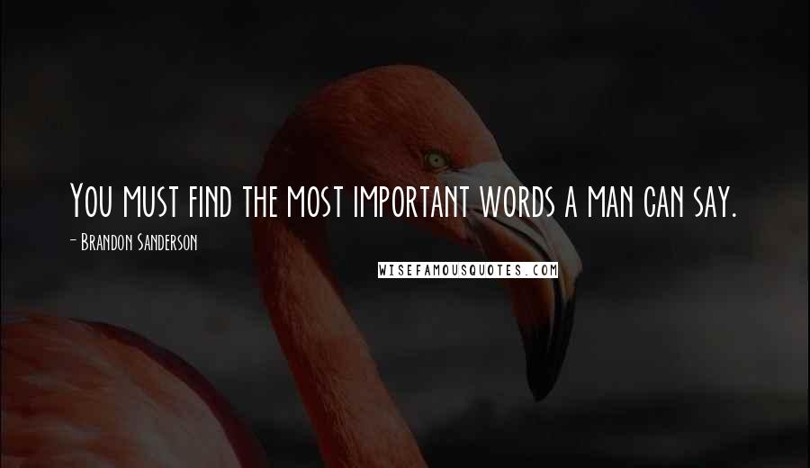 Brandon Sanderson Quotes: You must find the most important words a man can say.