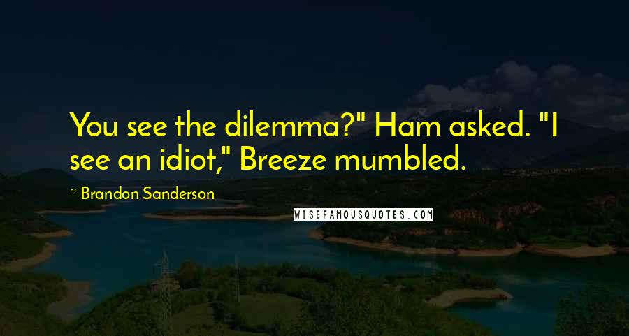 Brandon Sanderson Quotes: You see the dilemma?" Ham asked. "I see an idiot," Breeze mumbled.