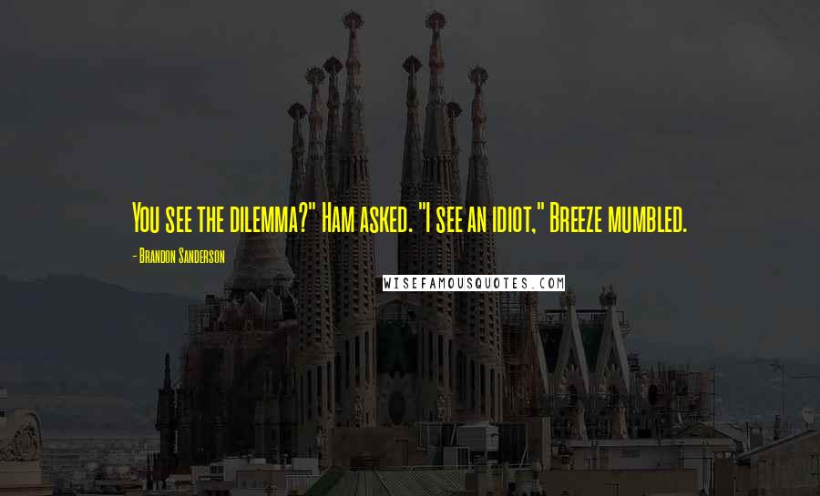 Brandon Sanderson Quotes: You see the dilemma?" Ham asked. "I see an idiot," Breeze mumbled.