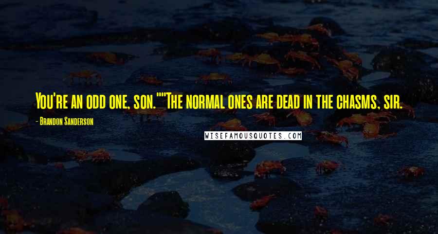 Brandon Sanderson Quotes: You're an odd one, son.""The normal ones are dead in the chasms, sir.