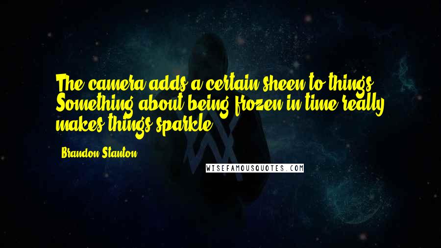 Brandon Stanton Quotes: The camera adds a certain sheen to things. Something about being frozen in time really makes things sparkle.