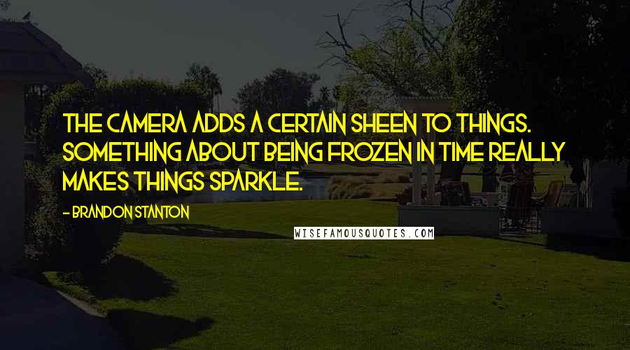 Brandon Stanton Quotes: The camera adds a certain sheen to things. Something about being frozen in time really makes things sparkle.