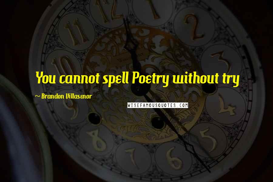 Brandon Villasenor Quotes: You cannot spell Poetry without try