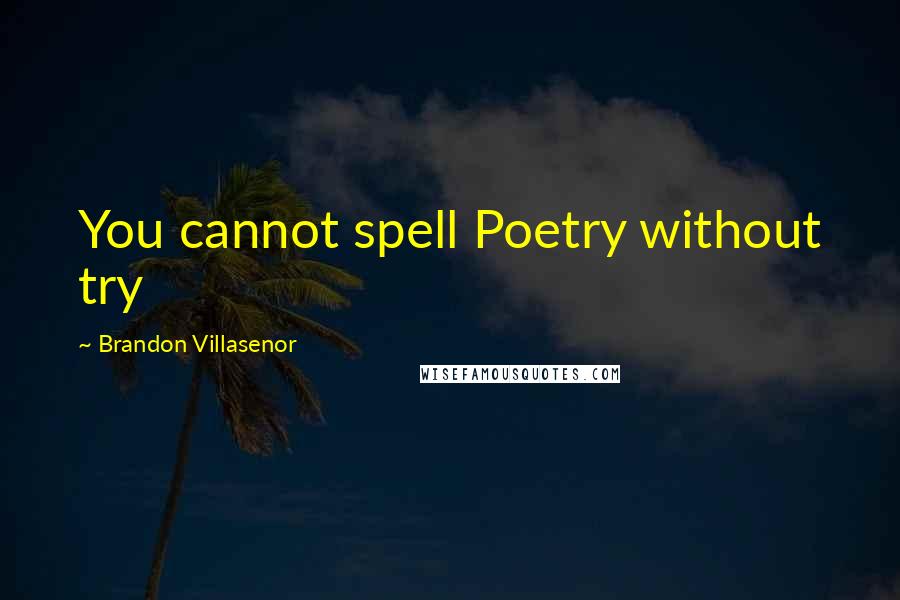 Brandon Villasenor Quotes: You cannot spell Poetry without try