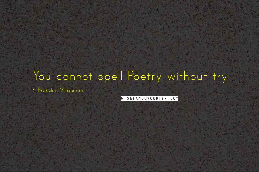 Brandon Villasenor Quotes: You cannot spell Poetry without try