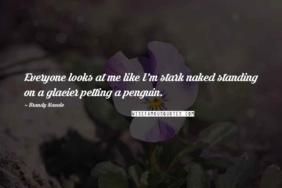 Brandy Nacole Quotes: Everyone looks at me like I'm stark naked standing on a glacier petting a penguin.