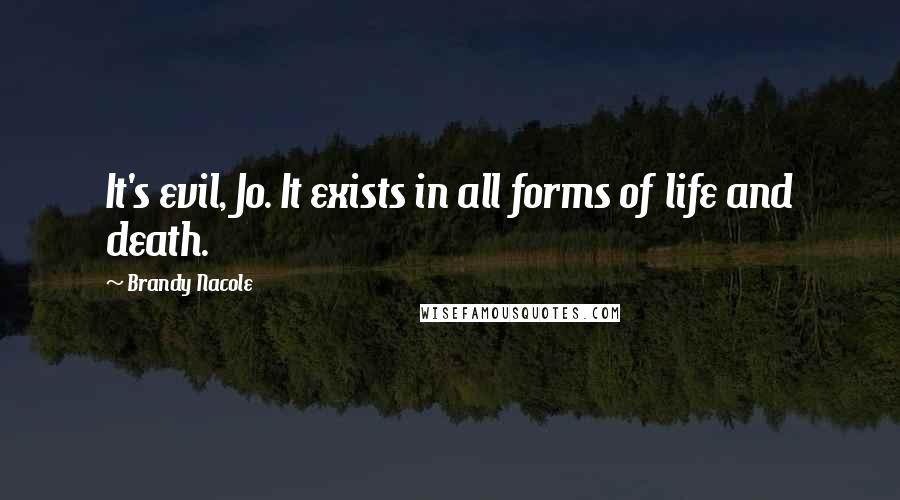 Brandy Nacole Quotes: It's evil, Jo. It exists in all forms of life and death.