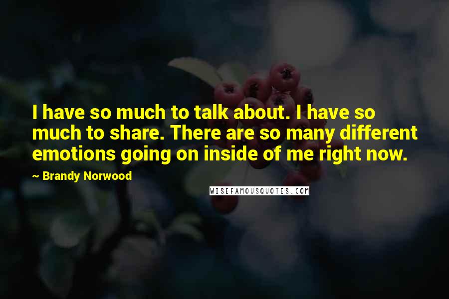 Brandy Norwood Quotes: I have so much to talk about. I have so much to share. There are so many different emotions going on inside of me right now.
