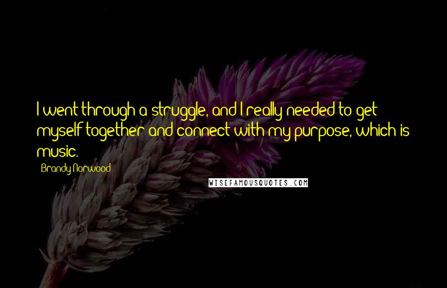 Brandy Norwood Quotes: I went through a struggle, and I really needed to get myself together and connect with my purpose, which is music.