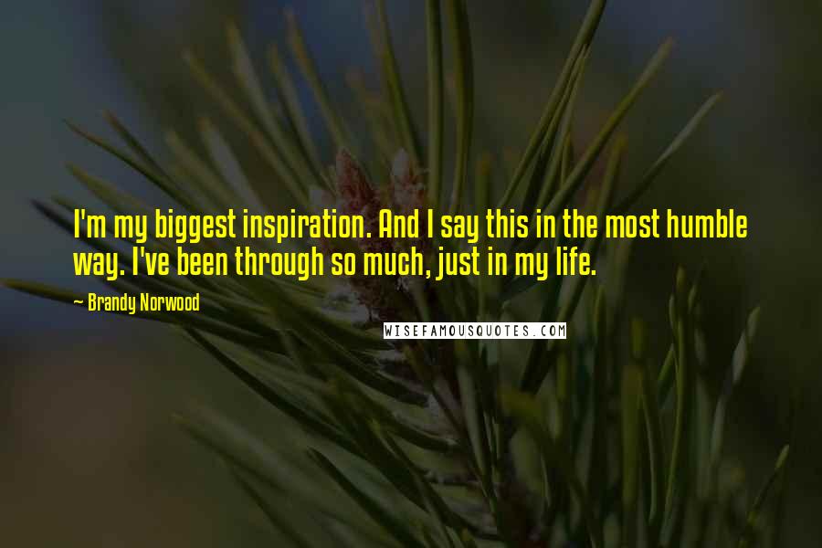 Brandy Norwood Quotes: I'm my biggest inspiration. And I say this in the most humble way. I've been through so much, just in my life.