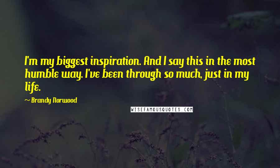 Brandy Norwood Quotes: I'm my biggest inspiration. And I say this in the most humble way. I've been through so much, just in my life.