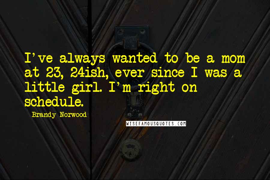 Brandy Norwood Quotes: I've always wanted to be a mom at 23, 24ish, ever since I was a little girl. I'm right on schedule.