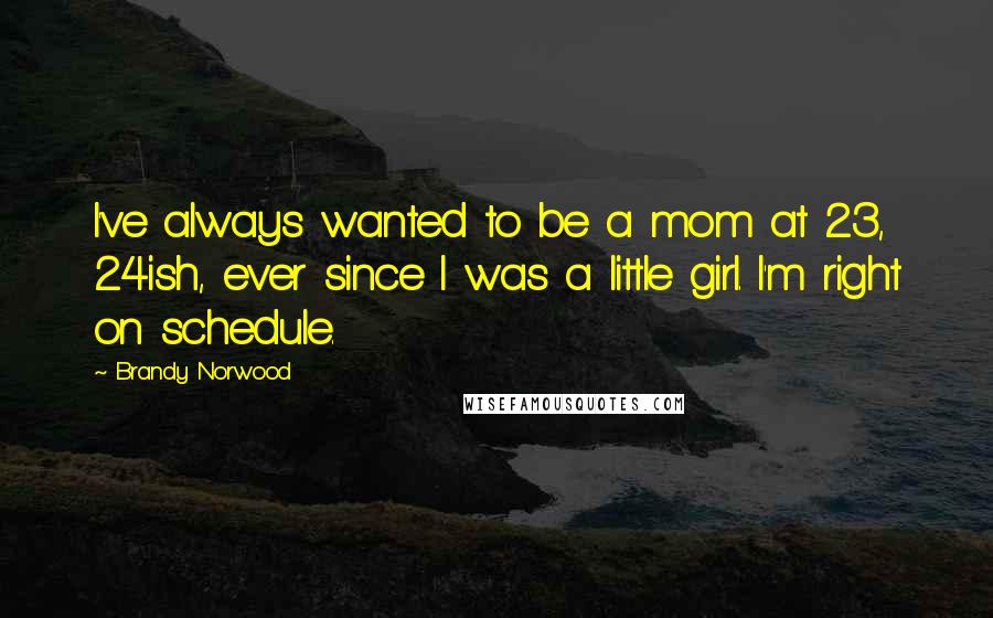 Brandy Norwood Quotes: I've always wanted to be a mom at 23, 24ish, ever since I was a little girl. I'm right on schedule.