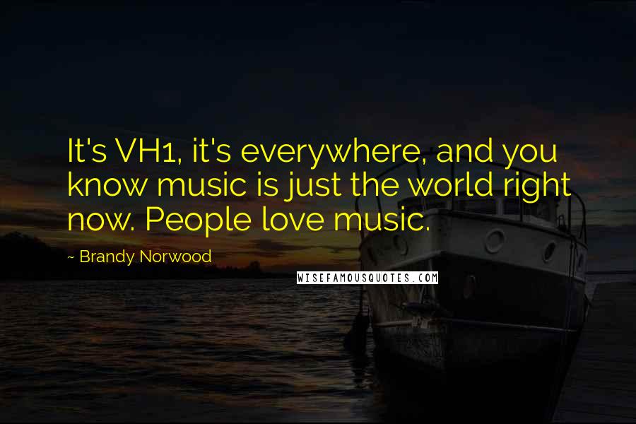 Brandy Norwood Quotes: It's VH1, it's everywhere, and you know music is just the world right now. People love music.