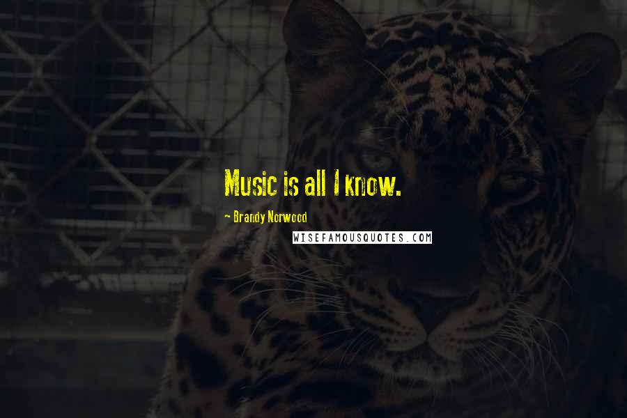 Brandy Norwood Quotes: Music is all I know.