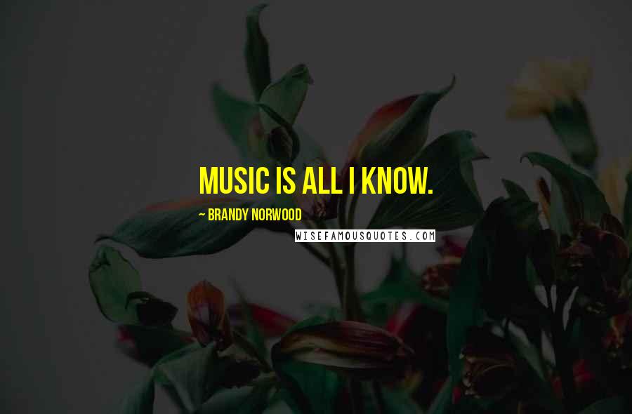 Brandy Norwood Quotes: Music is all I know.