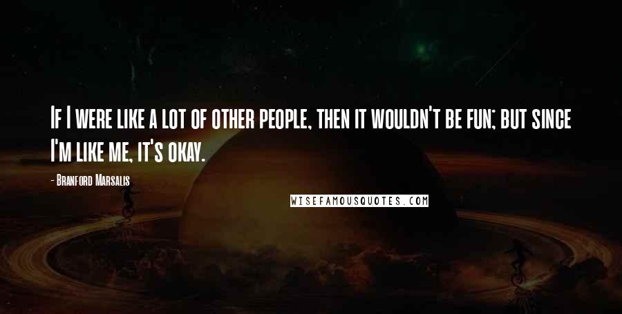 Branford Marsalis Quotes: If I were like a lot of other people, then it wouldn't be fun; but since I'm like me, it's okay.